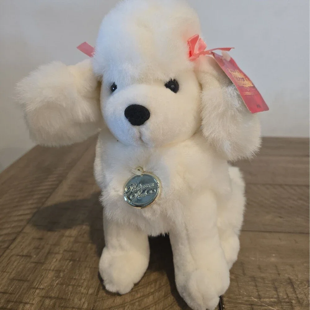 Lovable Huggable Limited Edition White Poodle Plush Stuffed Toy Pink Bows